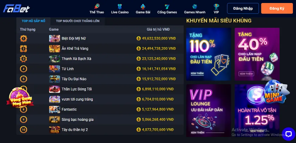 Các Cấp Độ VIP Fi79